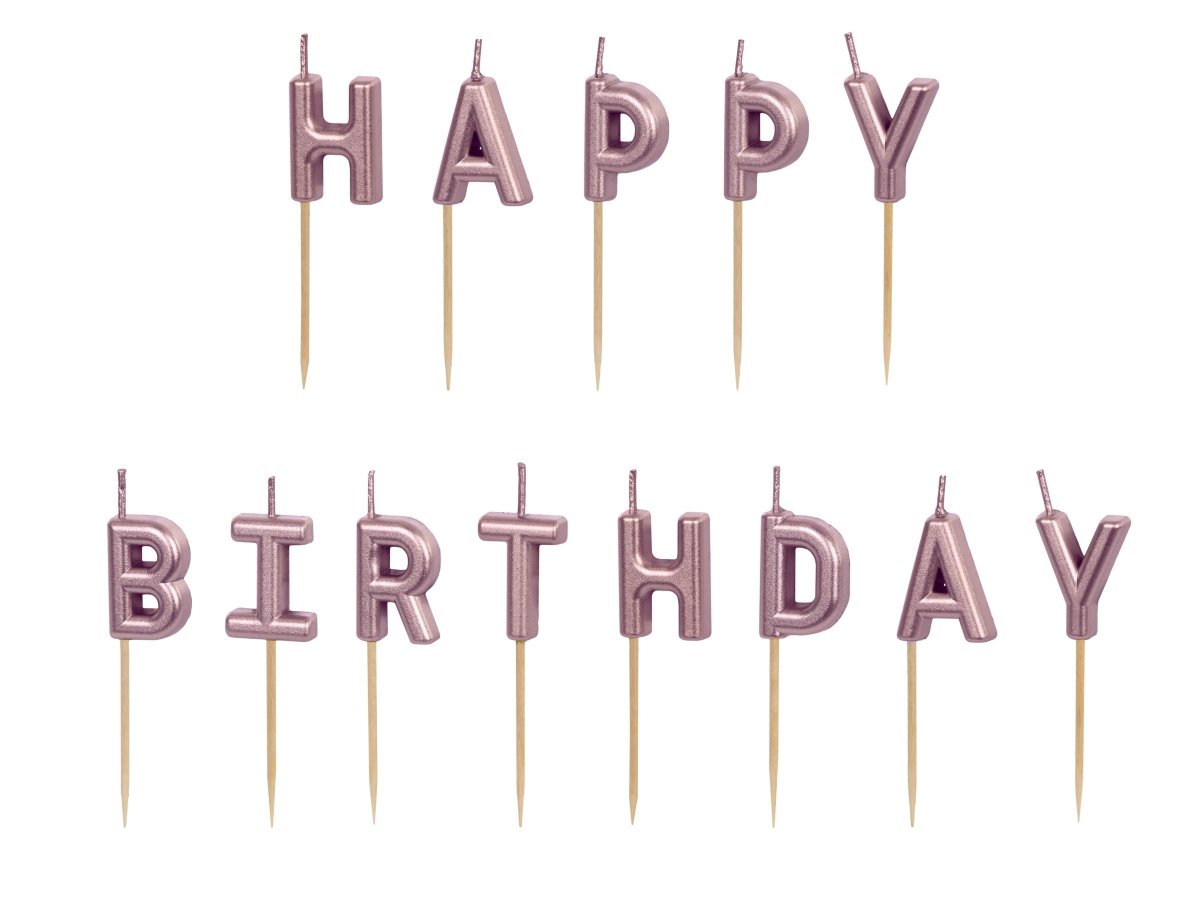 Happy Birthday Kaarsen Roze 7cm