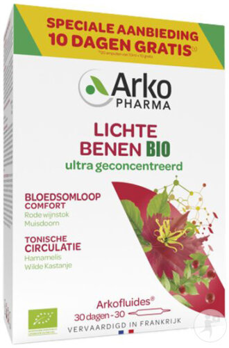 Arkofluides Jambes Légères Bio Confort Veineux Et Circulation Tonique Ampoules 30x10ml