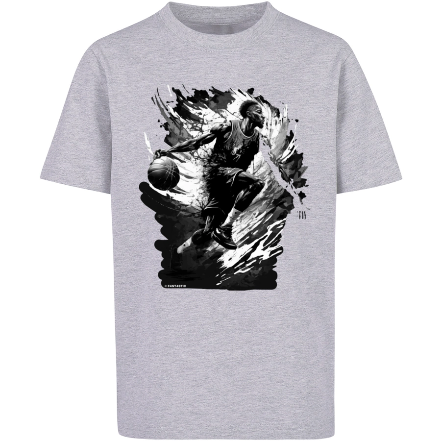 F4NT4STIC T-Shirt Basketball Splash Sport  UNISEX heather grey