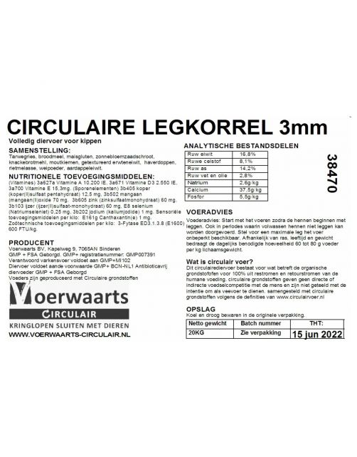 Voerwaarts Circulaire Legkorrel - Kippenvoer - 4 kg Geschikt Voor Alle Volwassen Kippen