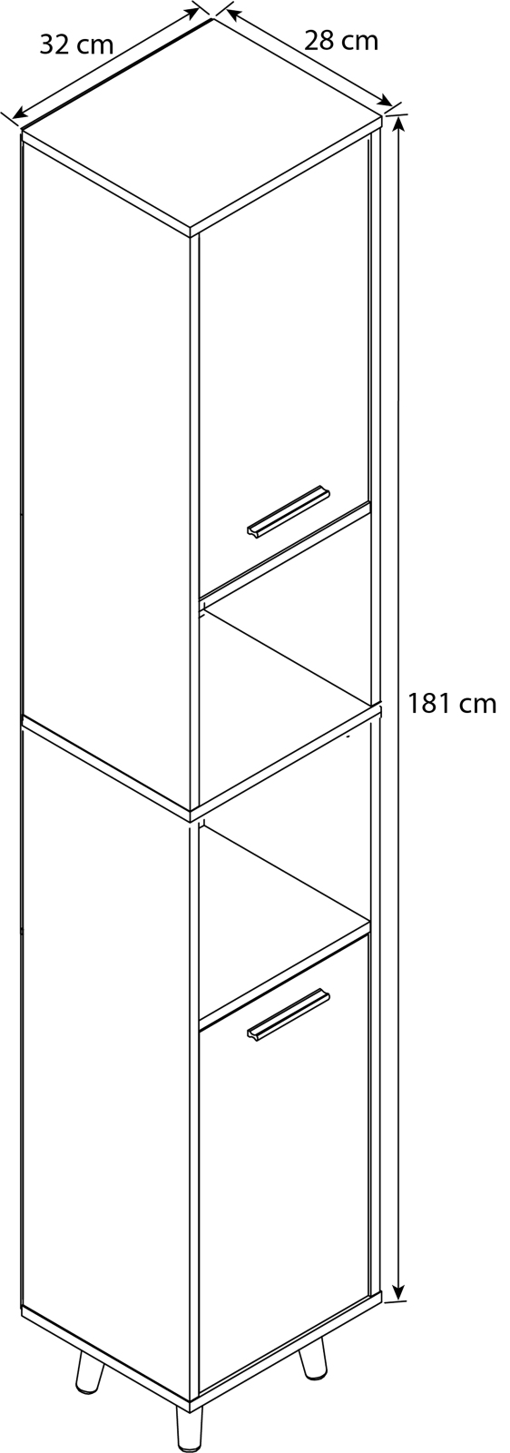 Hochschrank LANDOS - weiß-Honig Eiche - 181 cm