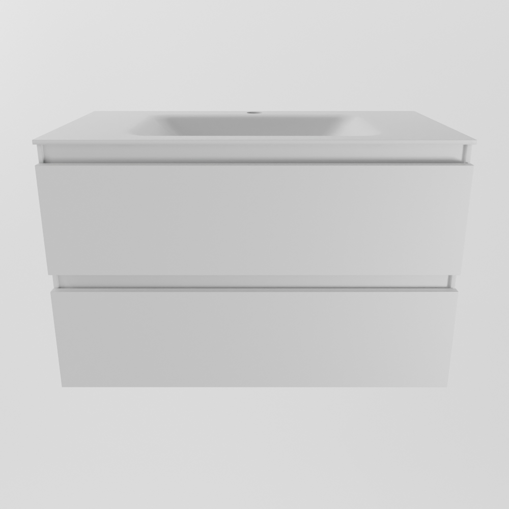 Mondiaz Aivy badmeubel 80cm talc met wastafel solid surface talc midden 1 kraangat en spiegelkast