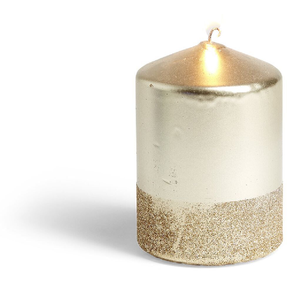 Bougie pilier pailleté doré Ø7xH10 cm