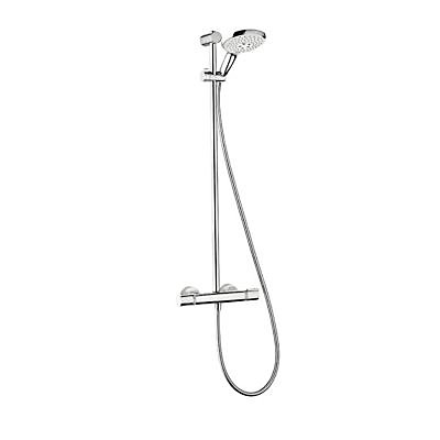 Kit de douche thermostatique avec douchette 3 jets + flexible + barre réglable, chrome, Hansgrohe My Select S 150