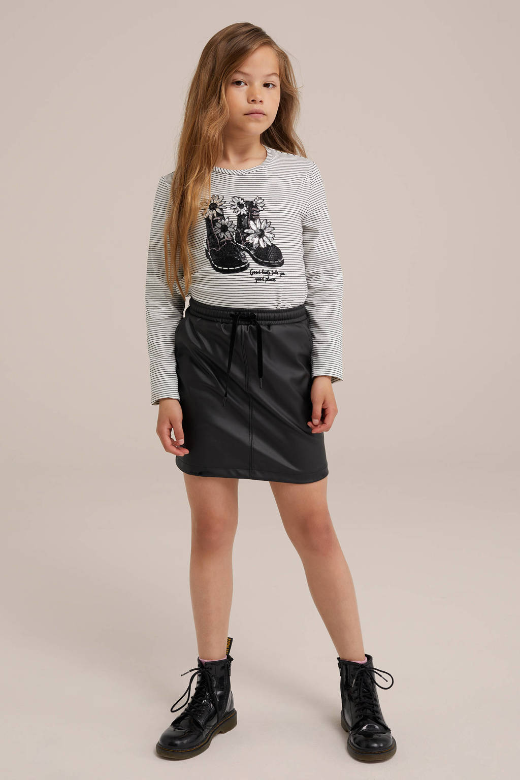 WE Fashion imitatieleren rok zwart