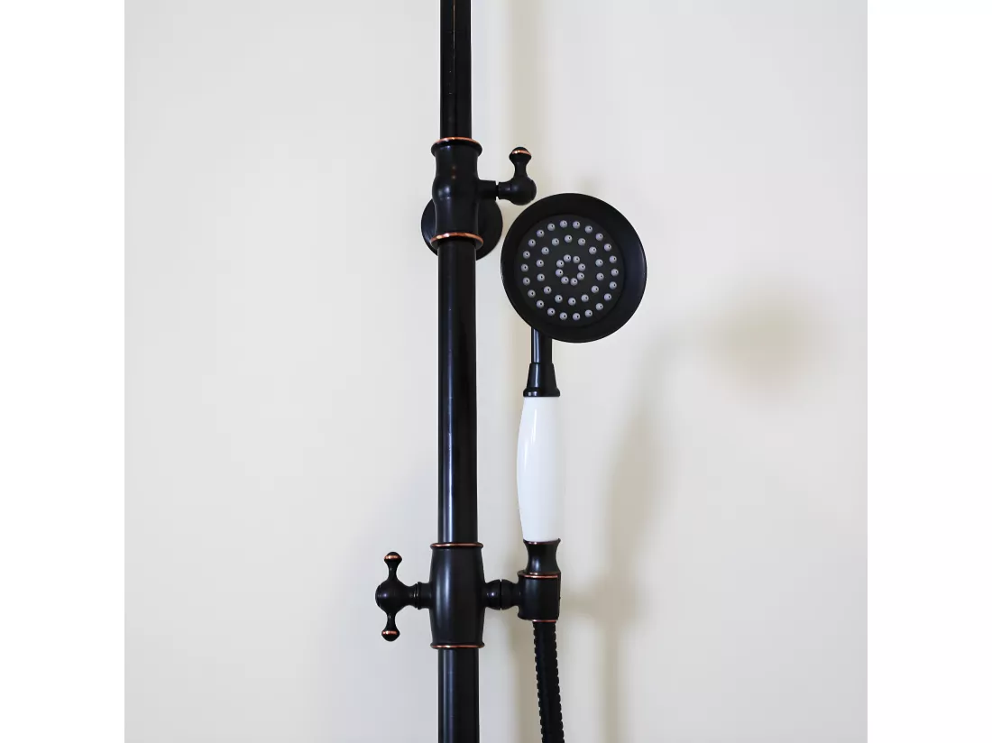 Leeds colonne de douche rétro noir vieilli mitigeur mécanique - Essebagno