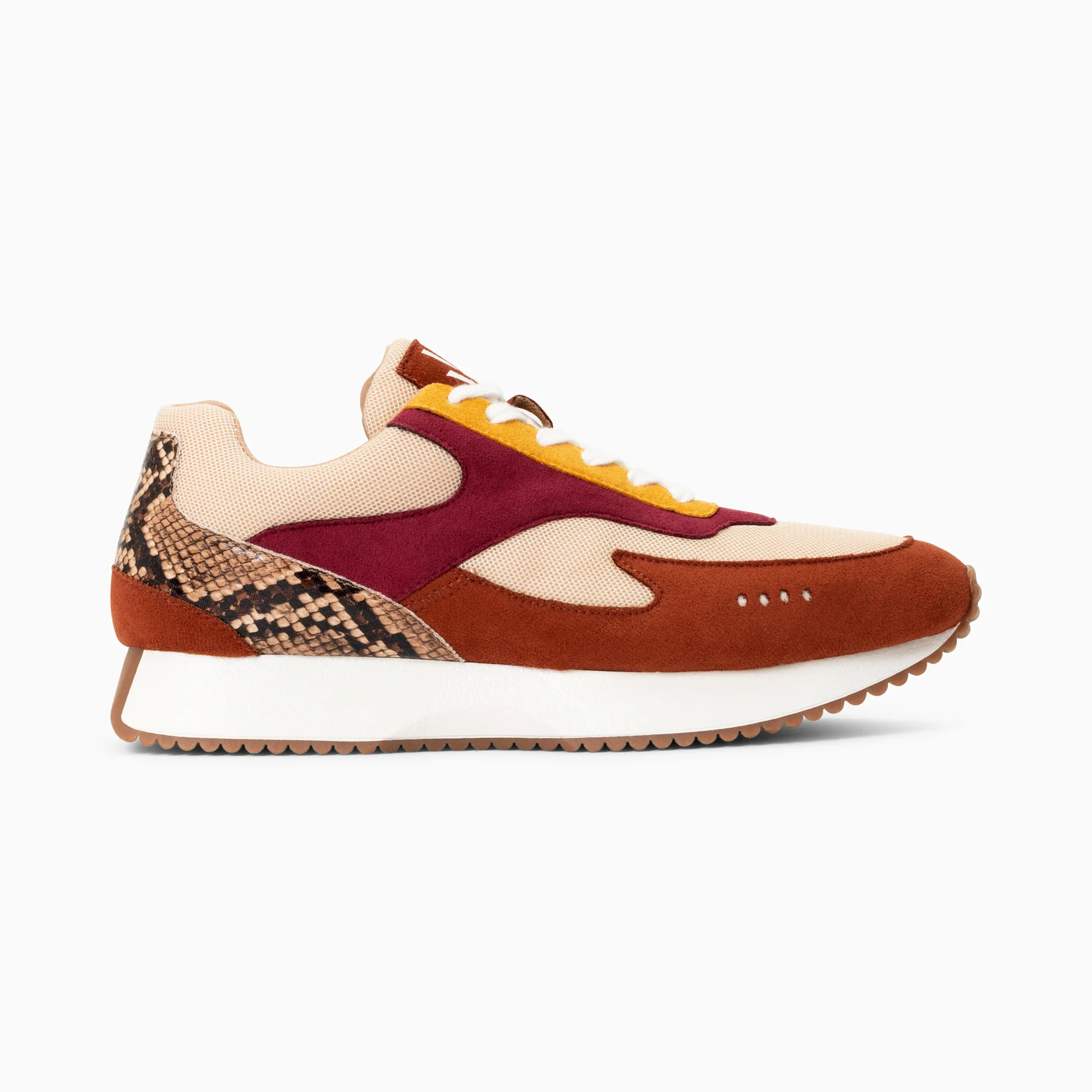 Sneakers-Baskets Anouk marron et beige à semelle running