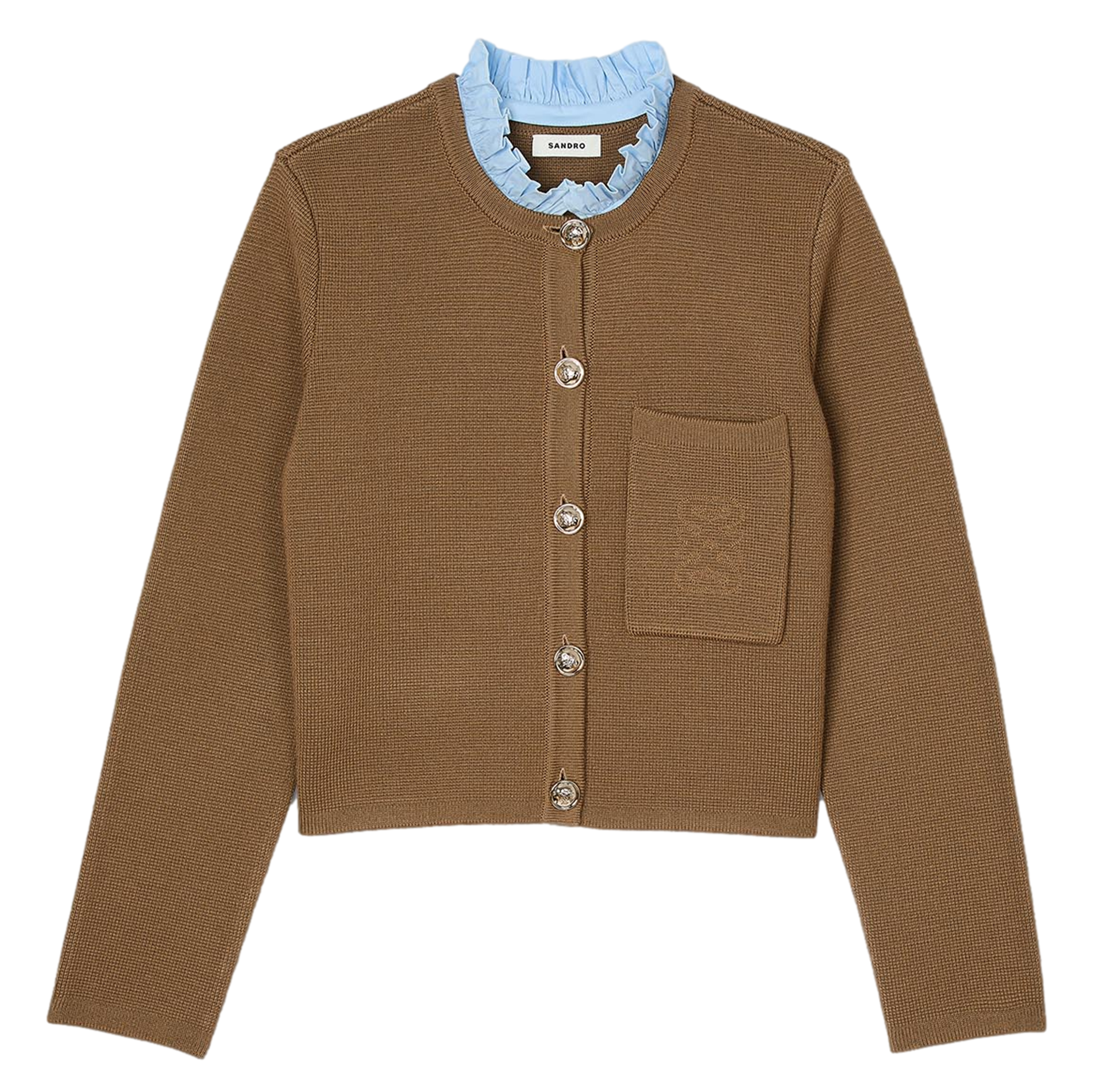 Cardigan col rond amovible | Marron