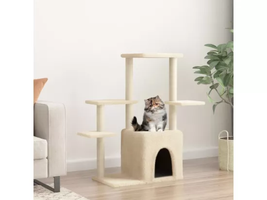 Arbre à chat avec griffoirs en sisal crème 97,5 cm