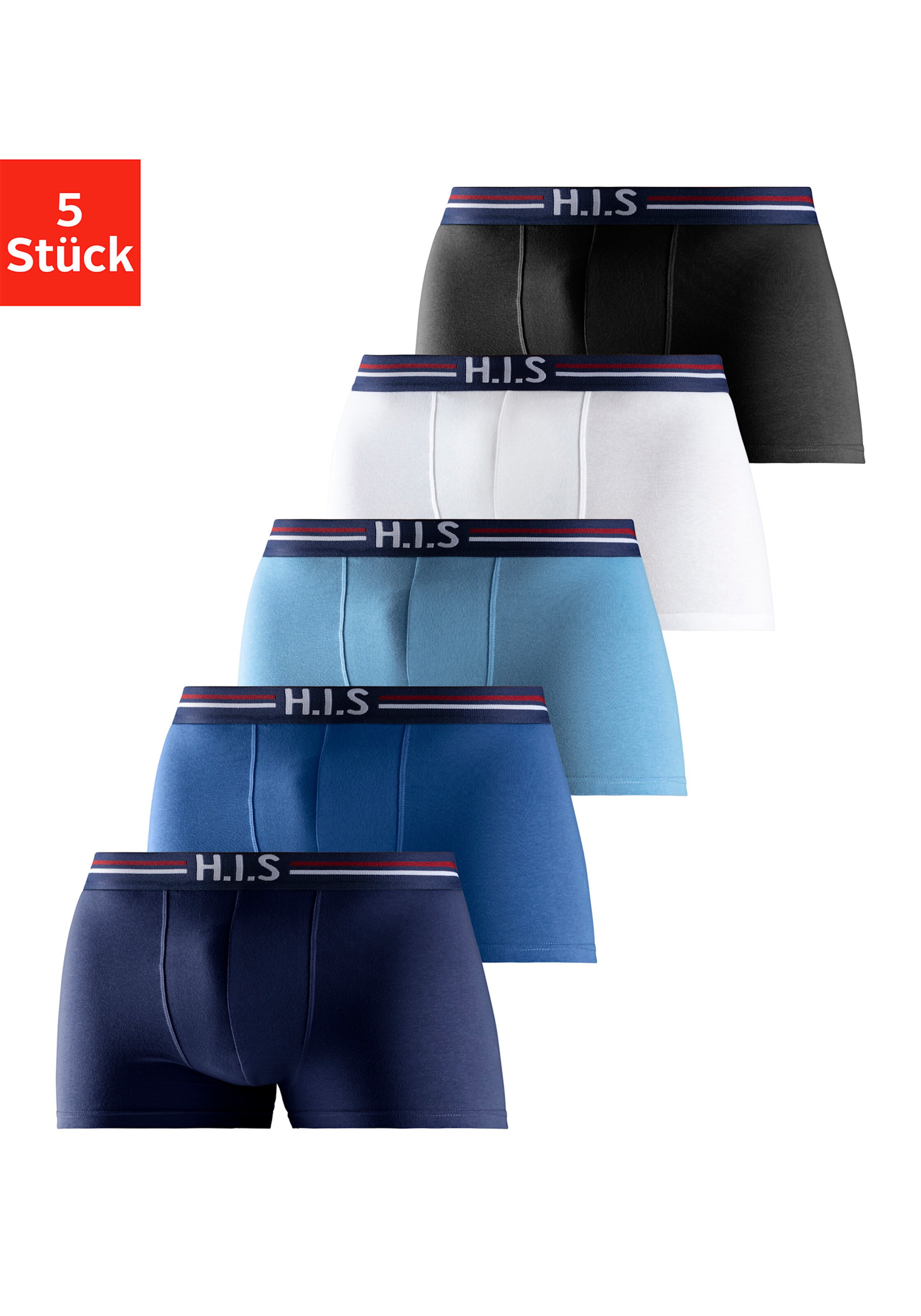 H.I.S Boxer in navy, blau, hellblau, schwarz, weiß
