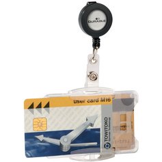 Porte-carte double étui avec enrouleur, transparent
