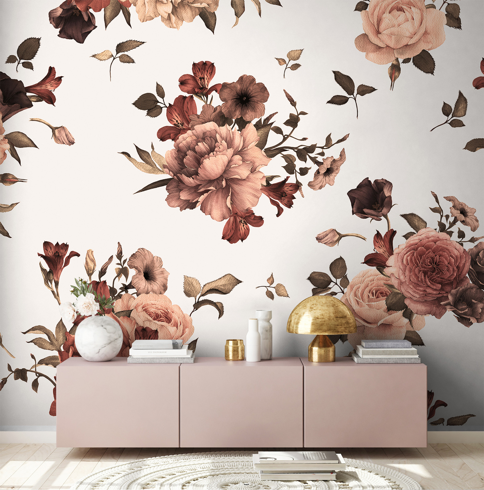 Fototapete DESIGNWALLS - rosa-creme - Blumen - 2,55 Meter