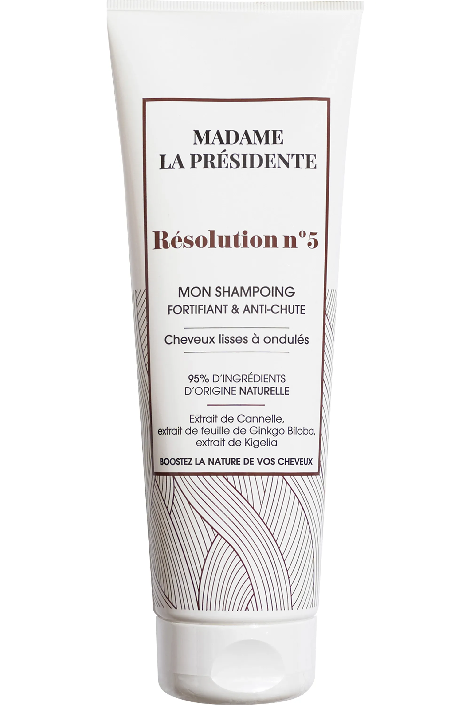 Madame La Présidente Shampoing fortifiant anti-chute cheveux lisses à bouclés Résolution N°5