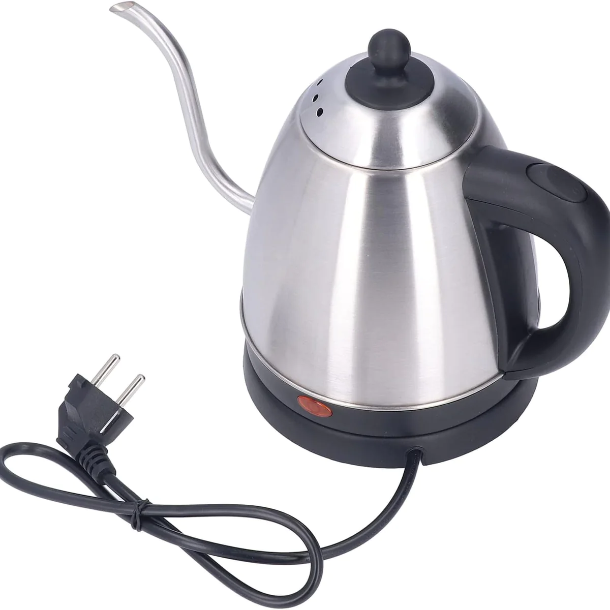Bouilloire électrique à col de cygne de 1,2 L en acier inoxydable gris