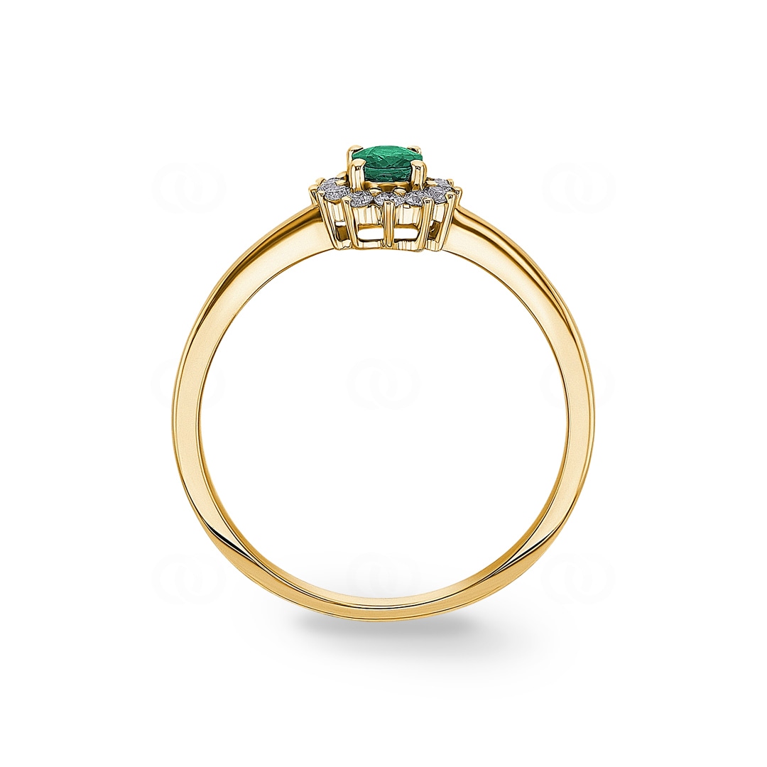 Smaragdring 750/18 K Gelbgold mit Diamanten 0.15 ct H/si