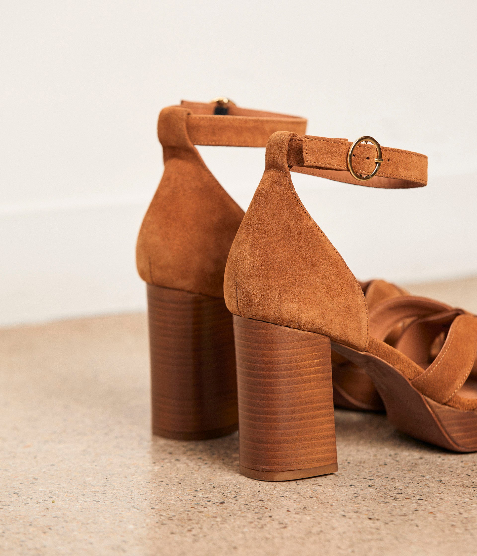 Sandales cognac velours Laura