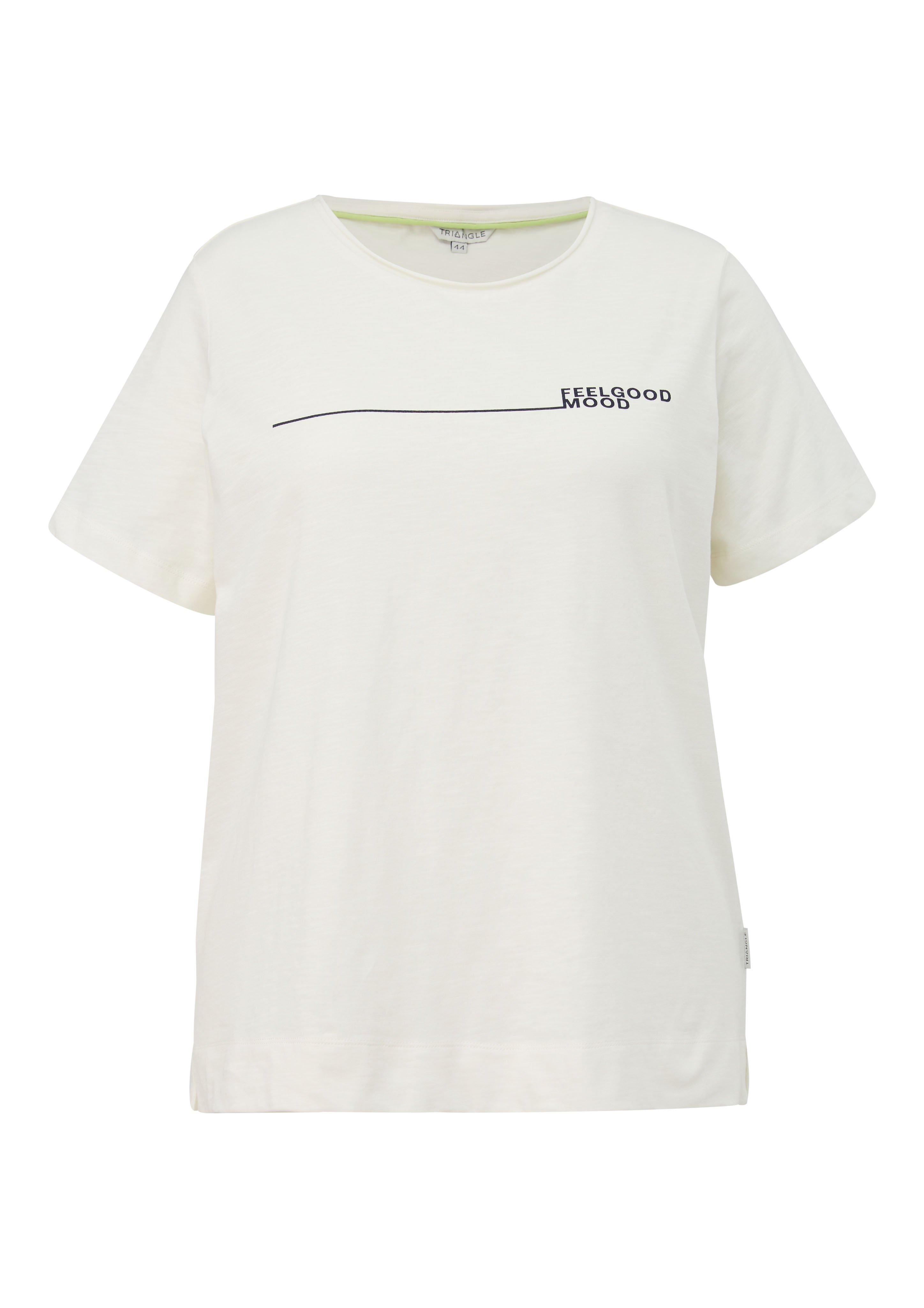 T-Shirt mit Wordingprint, in Flammgarnstruktur