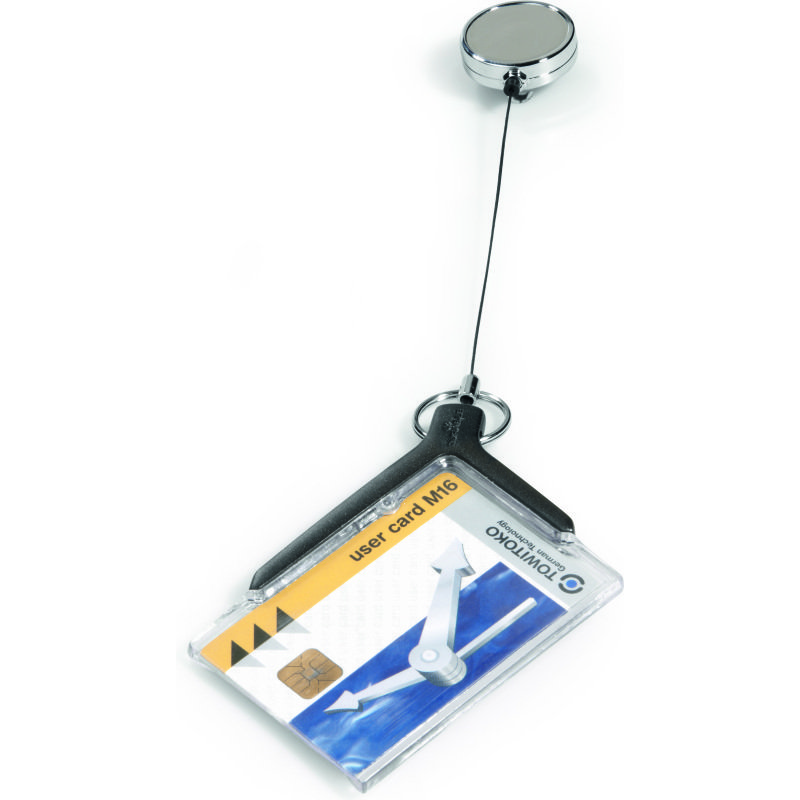 Porte-badge DELUXE PRO pour 1 carte de sécurité avec enrouleur chromé - Boîte de 10 pièces