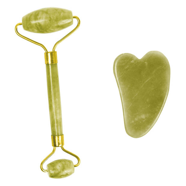 Peach Beauty Jade Roller en Gua Sha steen - set