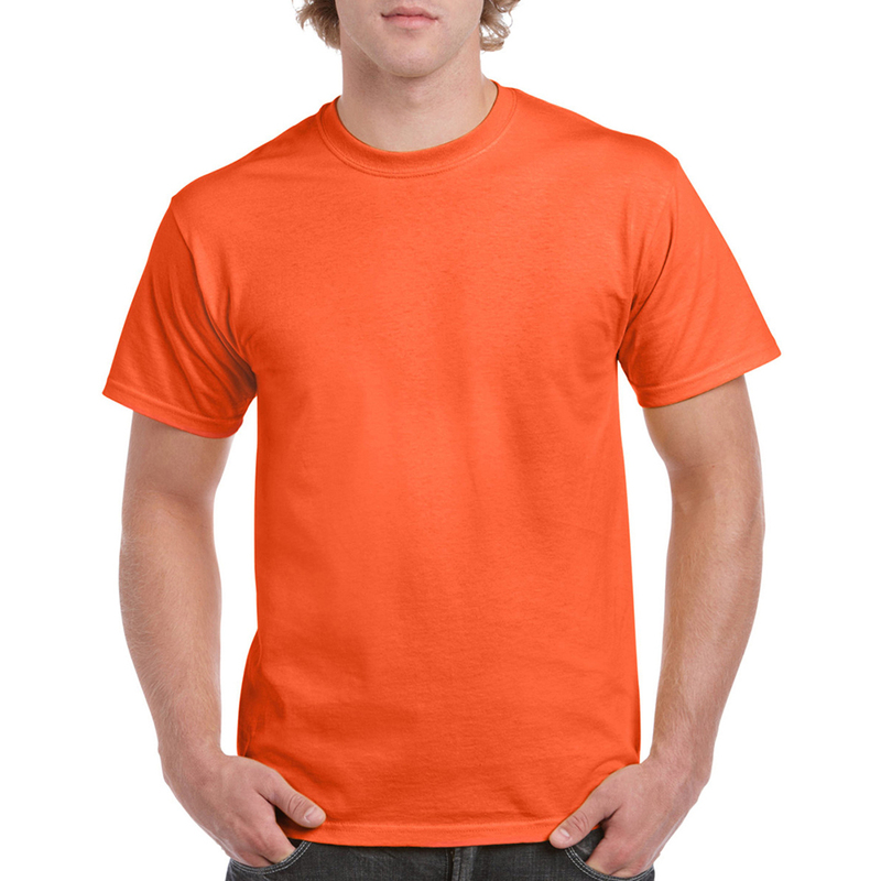 Camiseta básica de manga curta Gildan Heavy Cotton, 100% algodão grosso.
