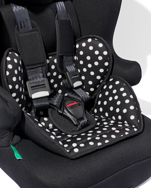 siège auto évolutif 76-150cm ISOFIX noir à pois blancs