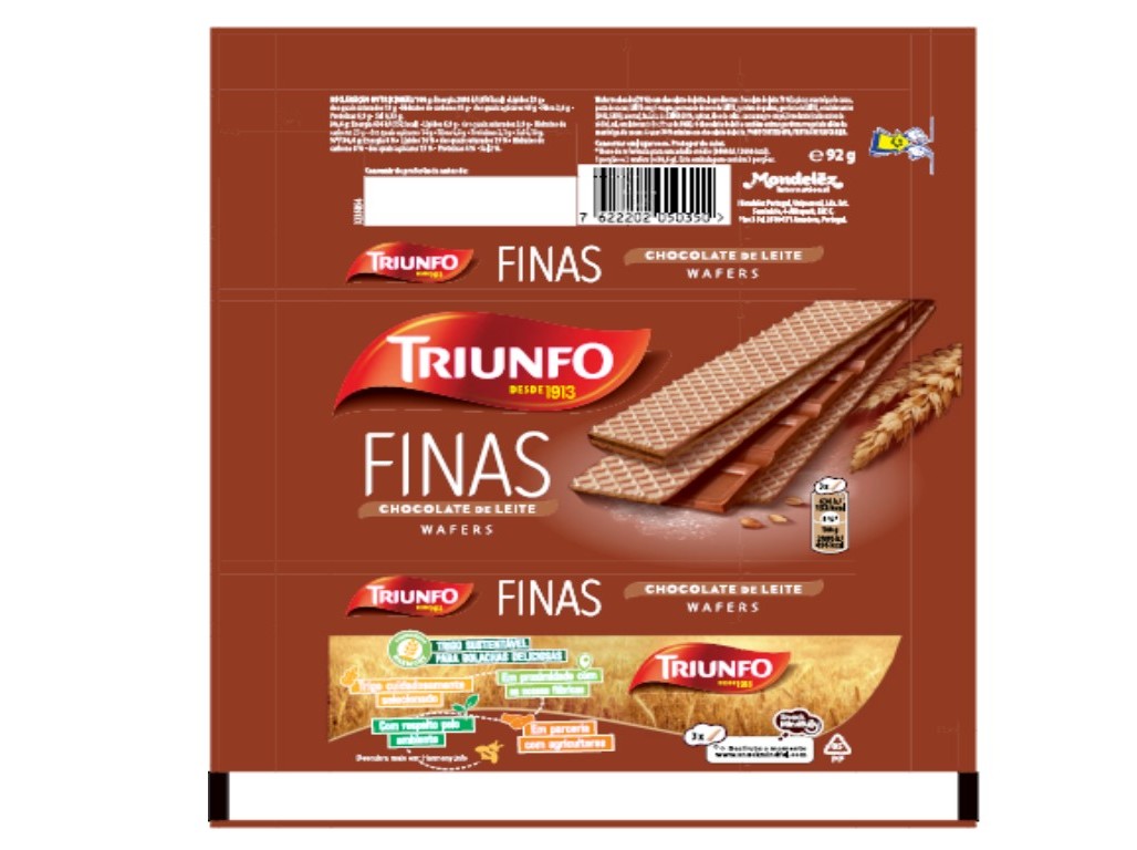 WAFFERS TRIUNFO FINAS CHOCOLATE LEITE 92 G