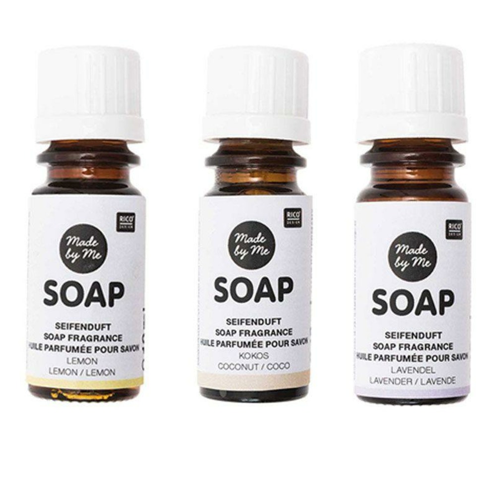 3 huiles parfumées 10 ml pour savon - citron, noix de coco, lavande