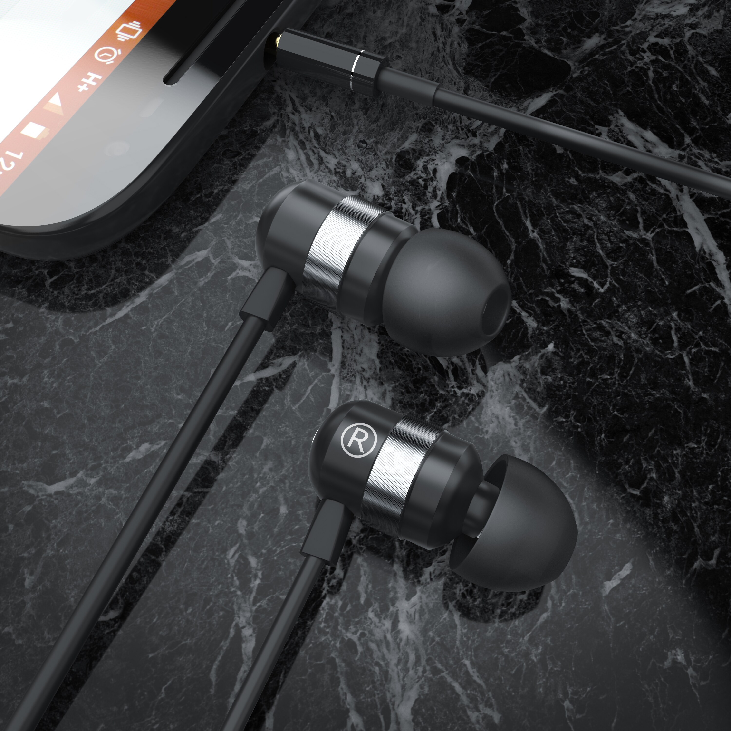 CSL In-Ear-Kopfhörer, Curved Ohrhörer mit 10mm Treiber robustes Aramid-Kabel mit Knickschutz