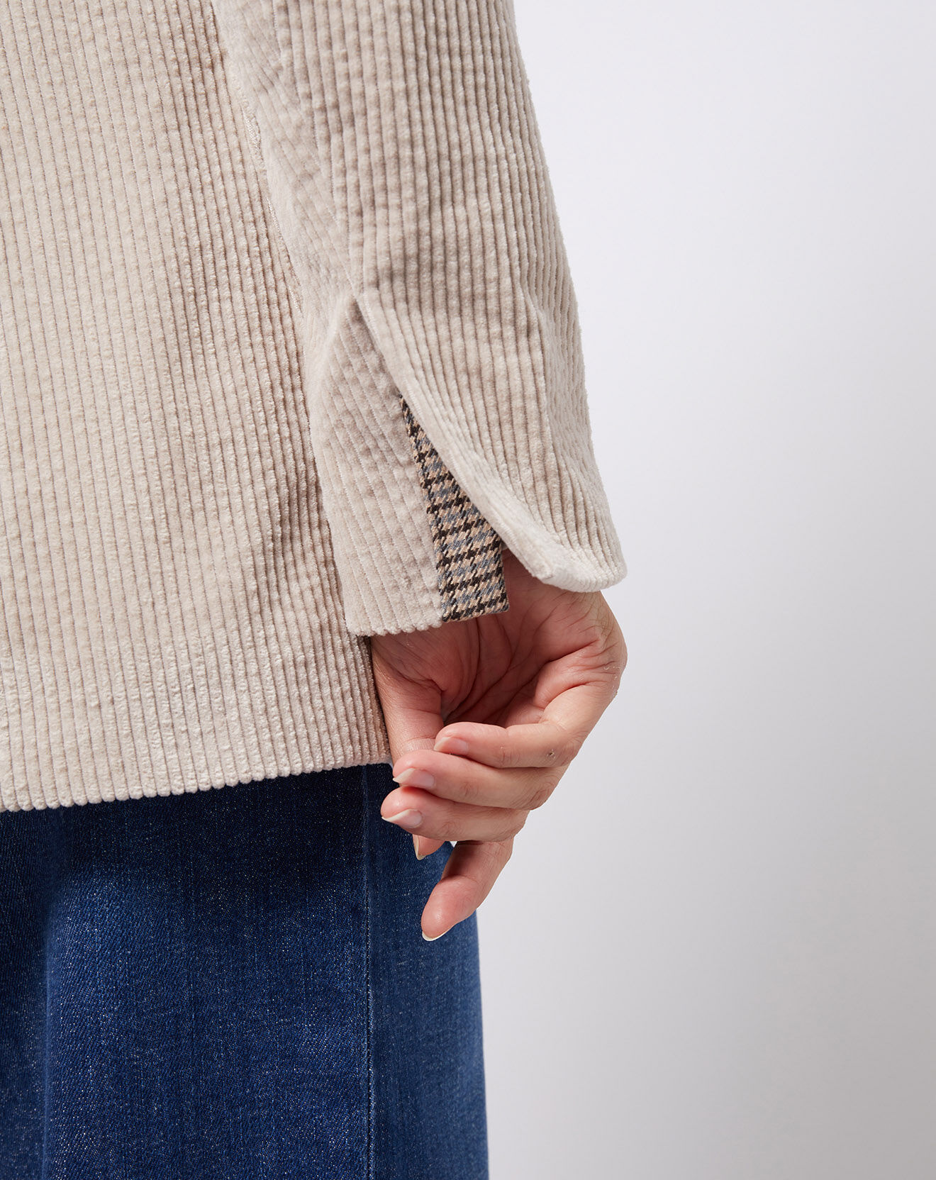 Esprit Veste blazer en velours de coton côtelé beige