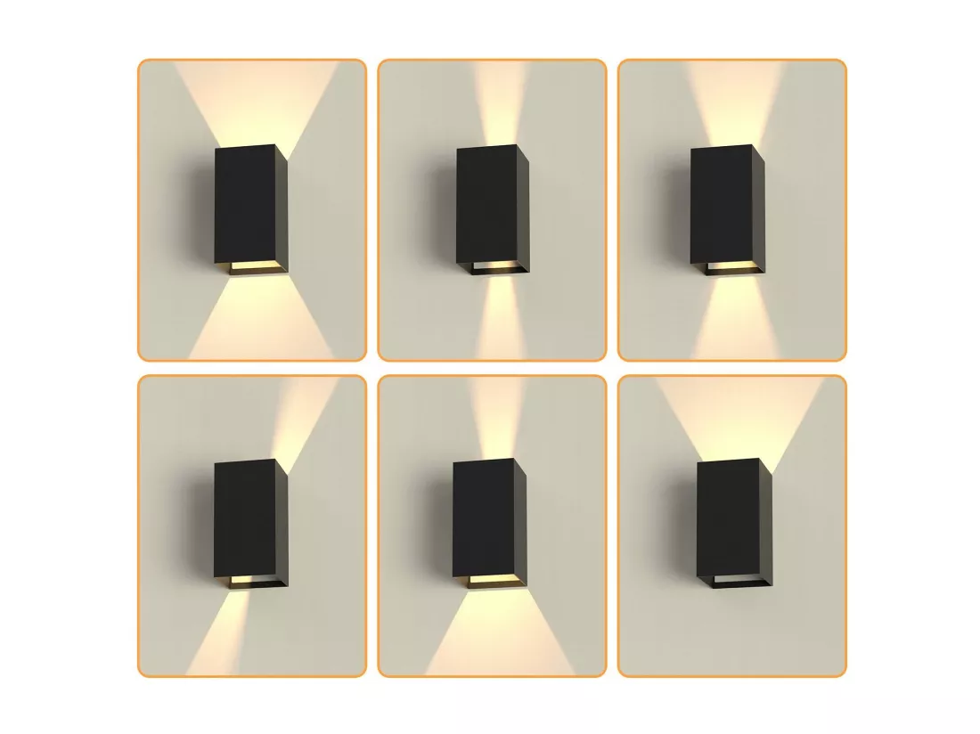 NETTLIFE Lot de 2 Applique murale LED extérieure et l'intérieur : éclairage mural noir, lampe d'extérieur, mur de maison 5 W IP65 blanc chaud 3000 K