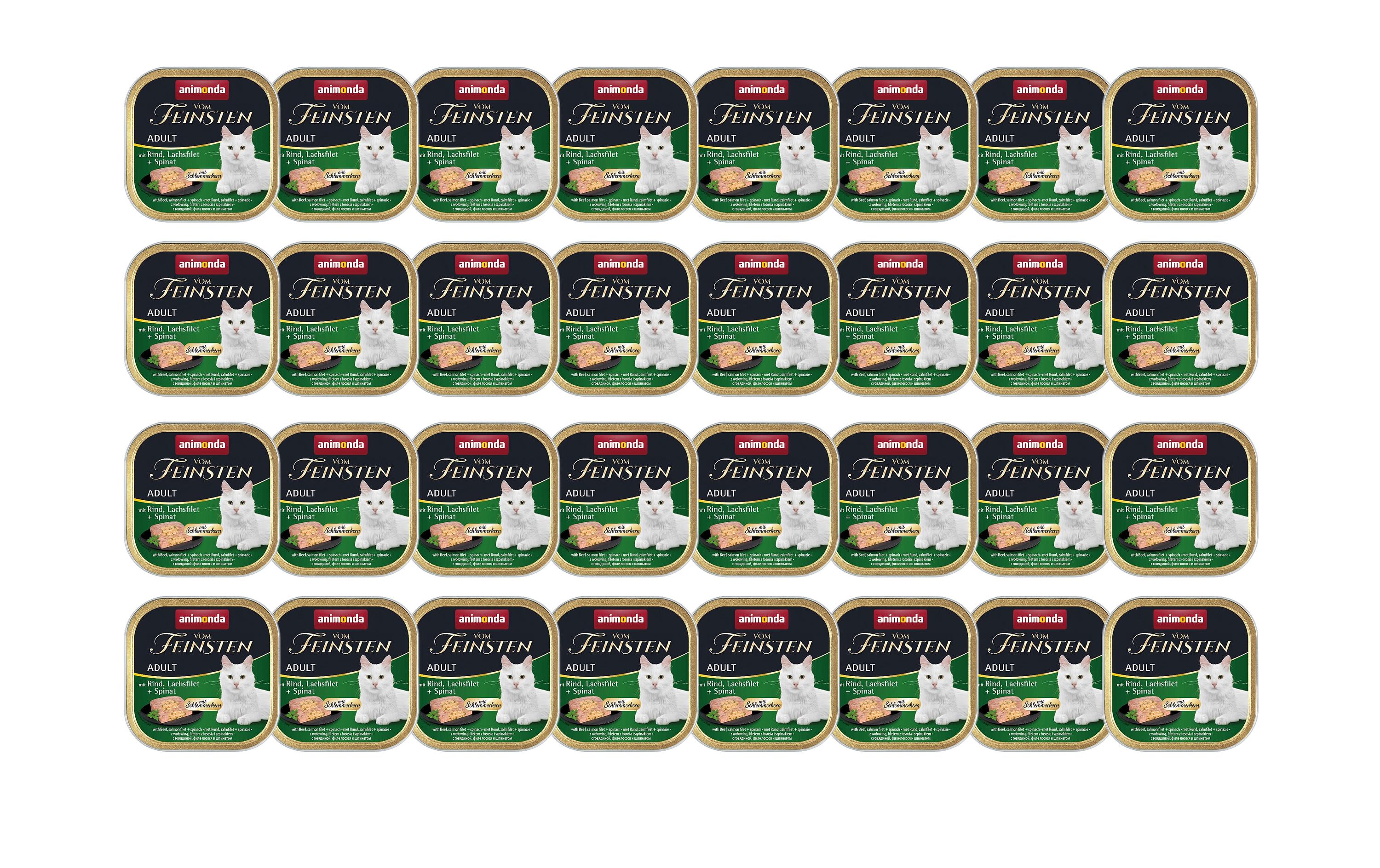 Nassfutter Vom Feinsten Schlemmerkern Rind/Lachs 32 x 100gLeicht verdauliches Alleinfutter für ausgewachsene Katzen