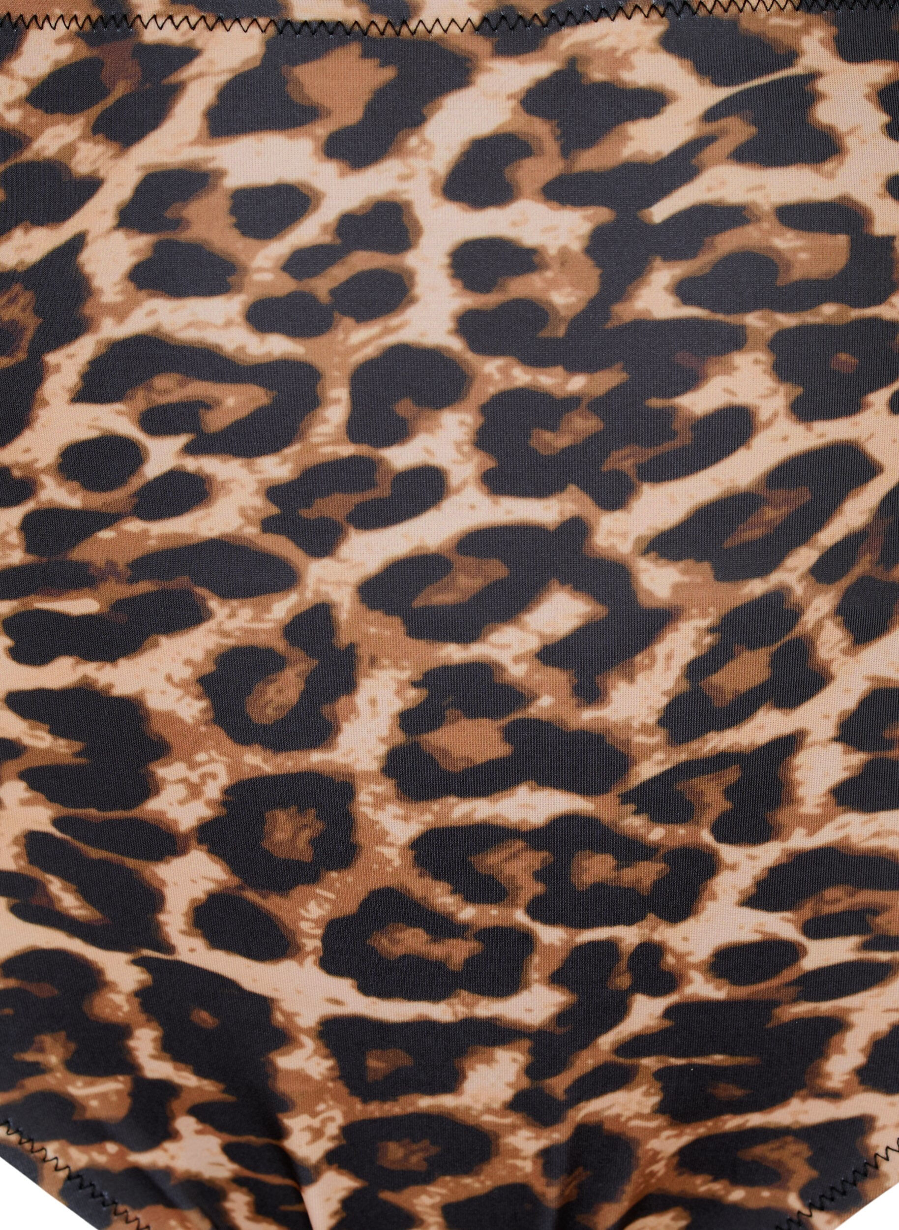 Højtaljet bikinitrusse med leoprint