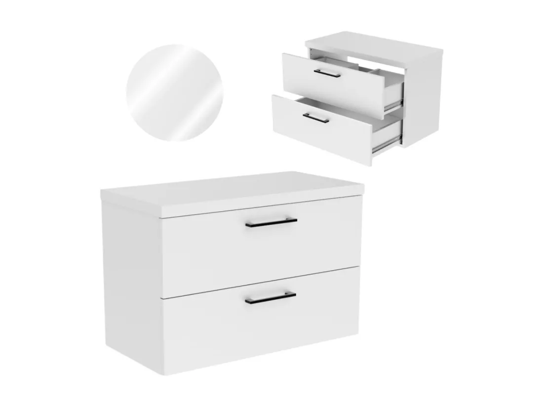 Armoire de salle de bain suspendue 80 cm sous le lavabo commode blanche