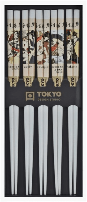 Tokyo Eetstokjes Set/5 Erotisch Shunga Wit