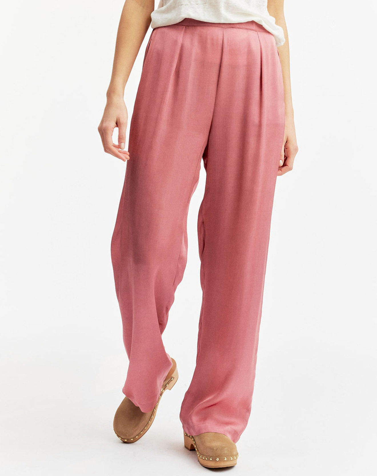 Lauren Vidal Pantalon satiné Soon rose