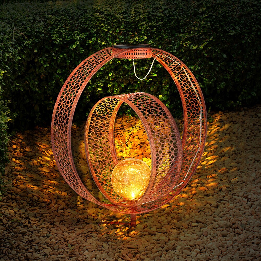 LED Solarleuchte, Erdspieß, Crackle-Glas, rost, H 42 cm