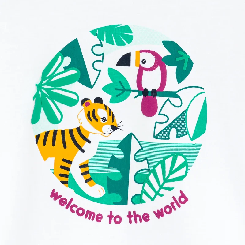 T-shirt animaux blanc bébé garçon Jaune