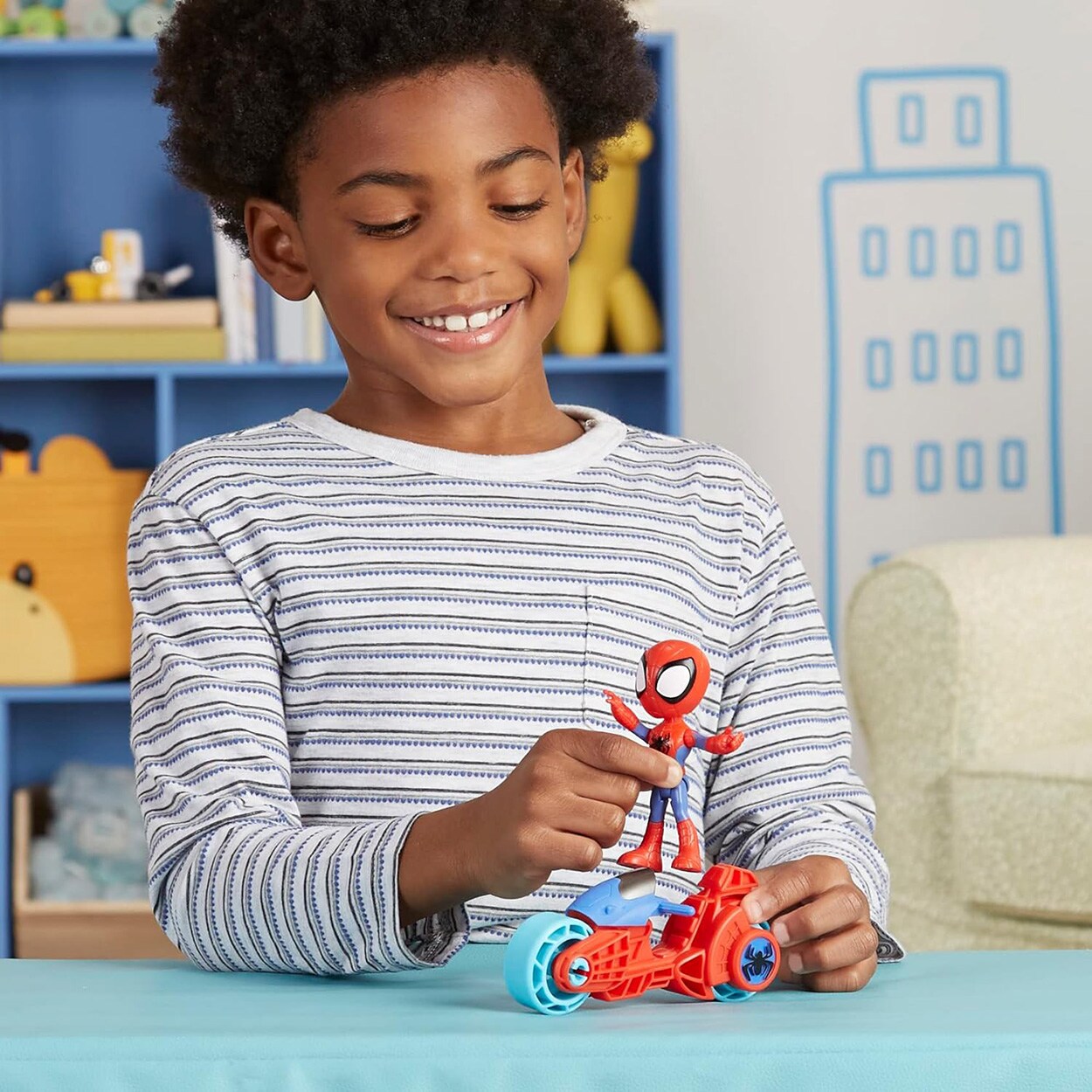 Hasbro Marvel Spidey and His Amazing Friends, Spidey mit Motorrad Mehrfarbig Spielfigur