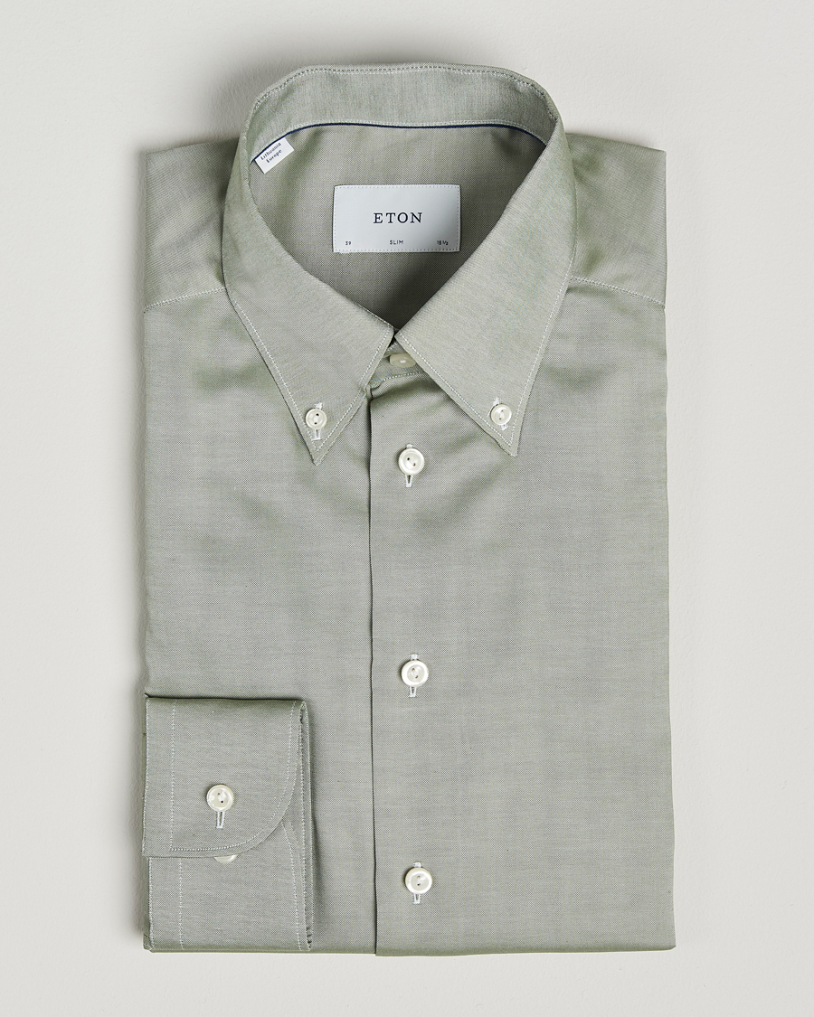 Eton Slim Fit Wrinkle Free Oxford Shirt Green