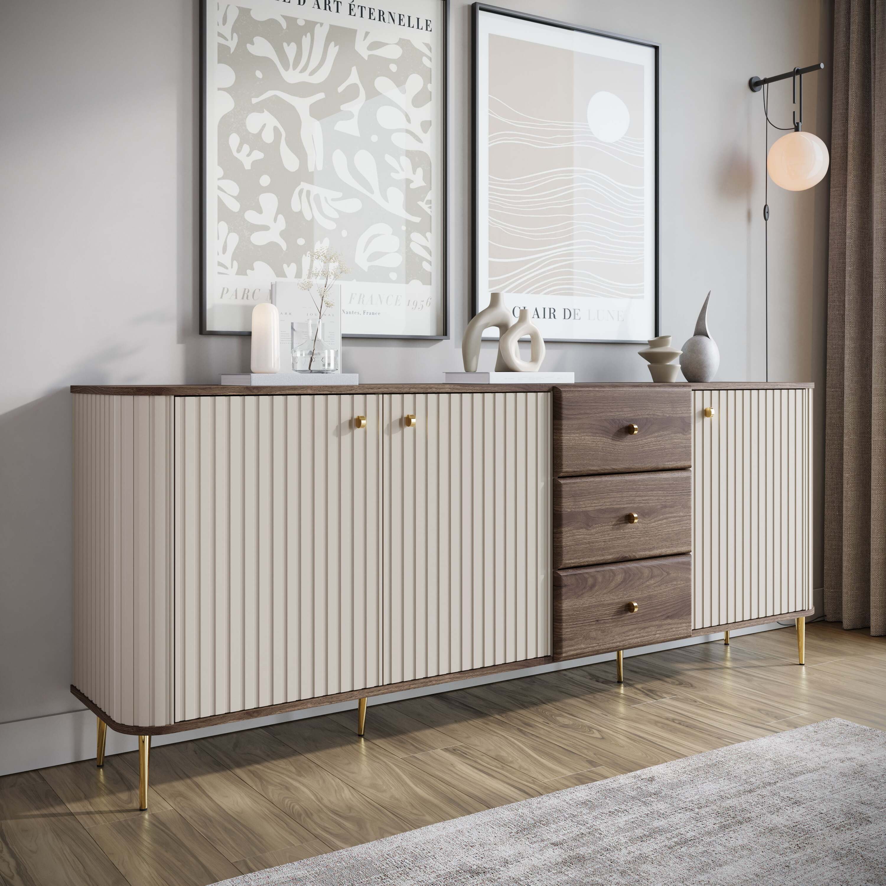Meubella - Dressoir Concorde - Beige - 200 cm