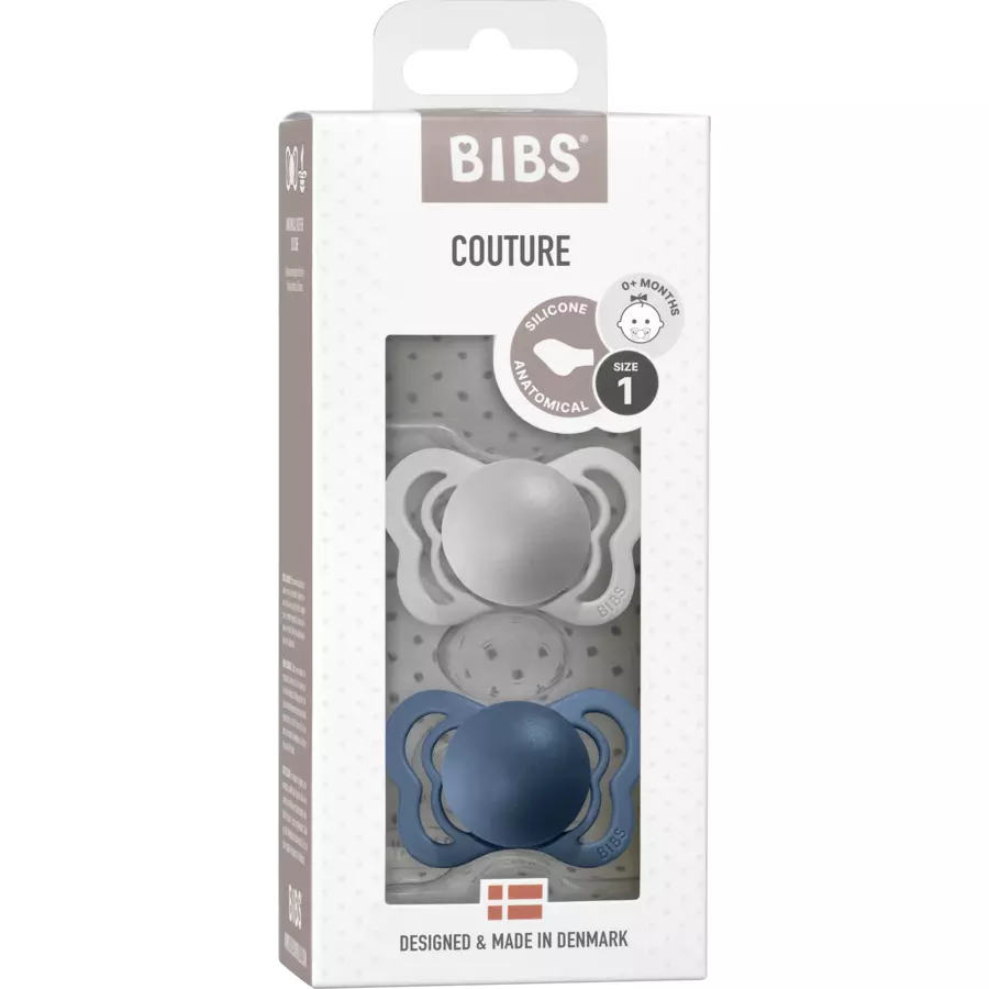 BIBS® Schnuller Couture Cloud  Steel Blue Silikon 0-6 Monate, 2 Stk.