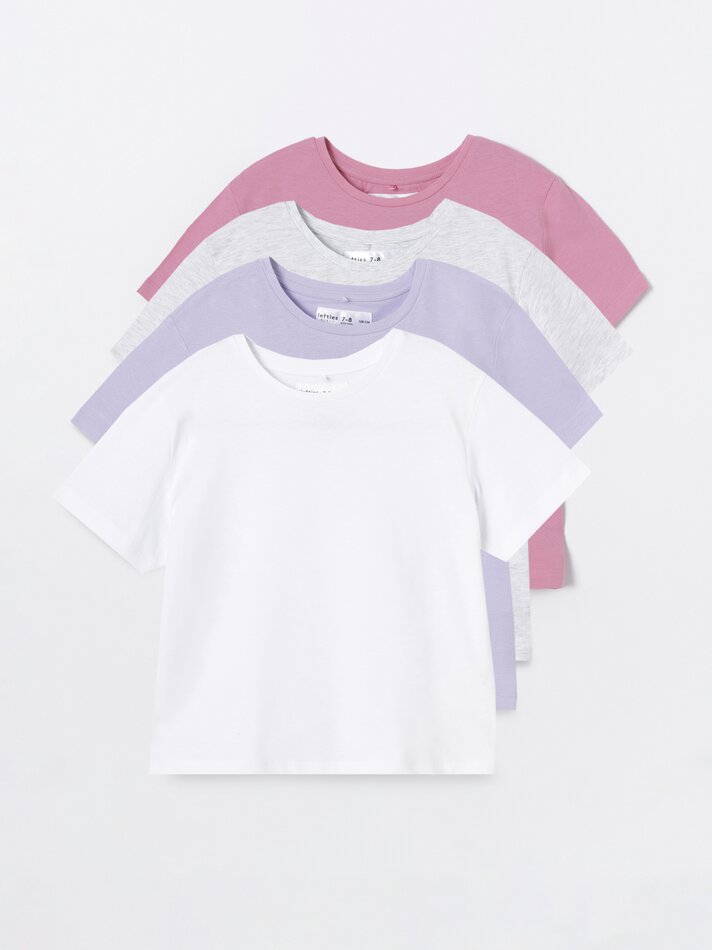 Pacote com 4 camisetas lisas de manga curta - Lilás