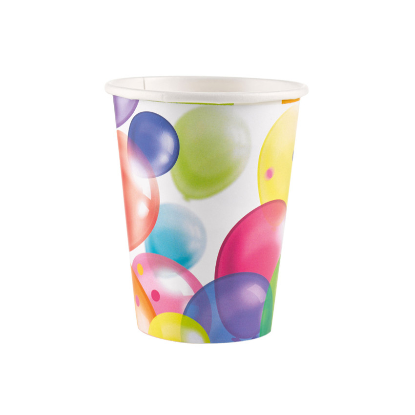 Lot de 8 gobelets jetables Balloons 250 ml