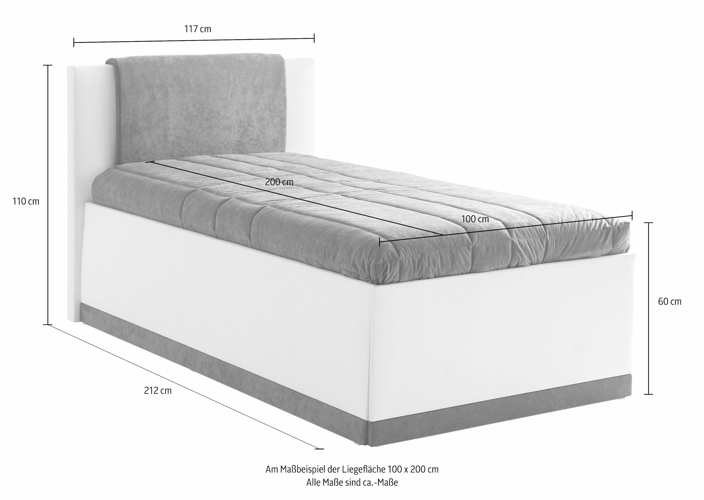 Westfalia Schlafkomfort Polsterbett mit Bettkasten und Tagesdecke