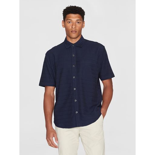 Knowledge Cotton Apparel Solid Stripe Skjorte, Night Sky, 3XL