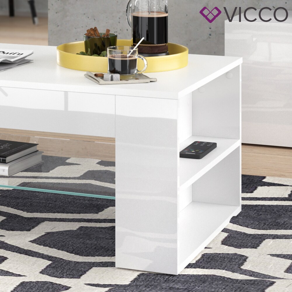 VICCO Couchtisch STELIOS in Weiß Hochglanz - Wohnzimmer Kaffeetisch