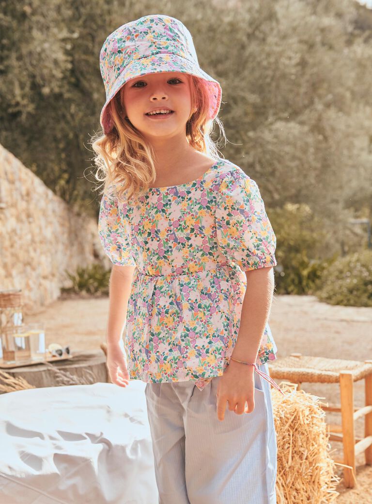Blouse écrue à imprimé fleuri