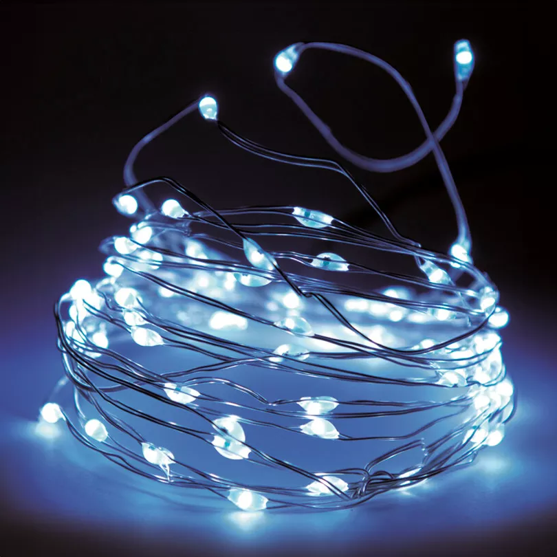 Guirlande lumineuse 12 m 120 Micro LED Fil d'argent Blanc froid