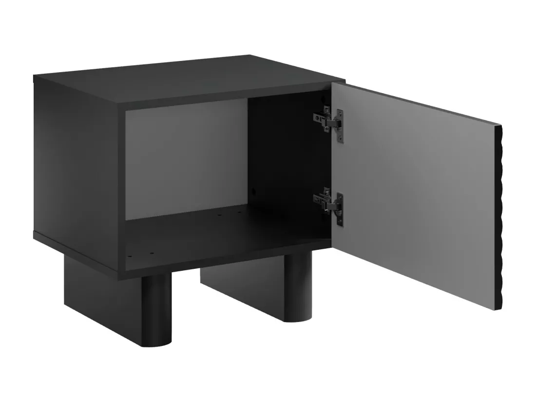 Table de chevet 1 porte - MDF - Noir - LUDIMA