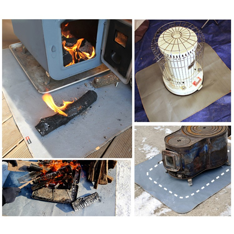(46x35cm) Feuerfeste Camping Grill Unterlage Hitzeschutz Matte Wärme Isolations Pad - Grau